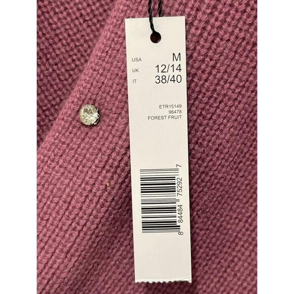 Elie Tahari $395 Rhinestone Ribbed Knit Pink Sweater Medium NWT - Picture 6 of 7